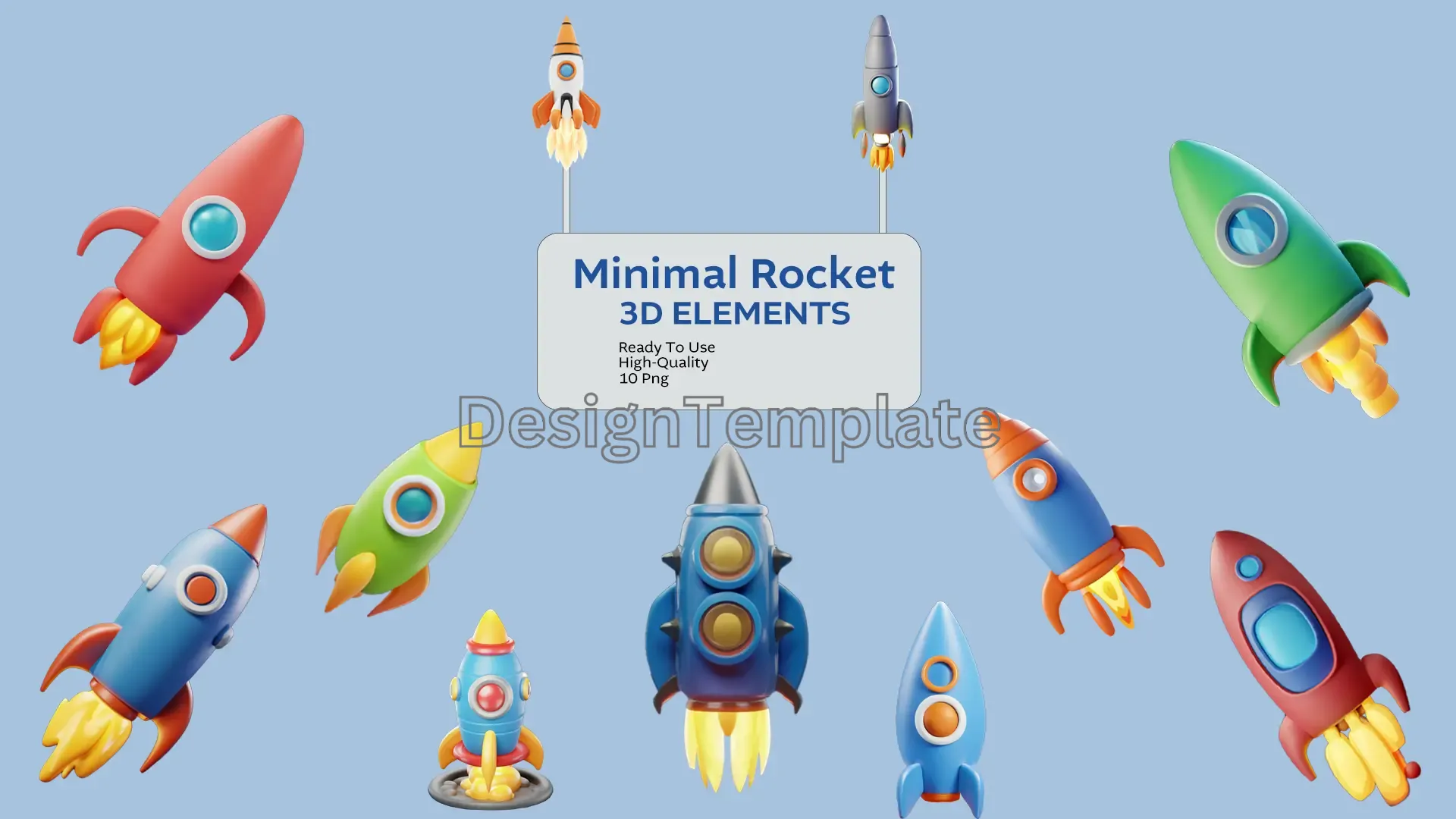 Space Adventures Minimal Rocket 3D Elements Pack